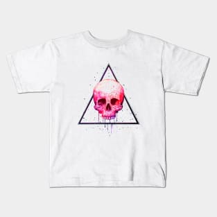 Skull In Triangle On Black Kids T-Shirt